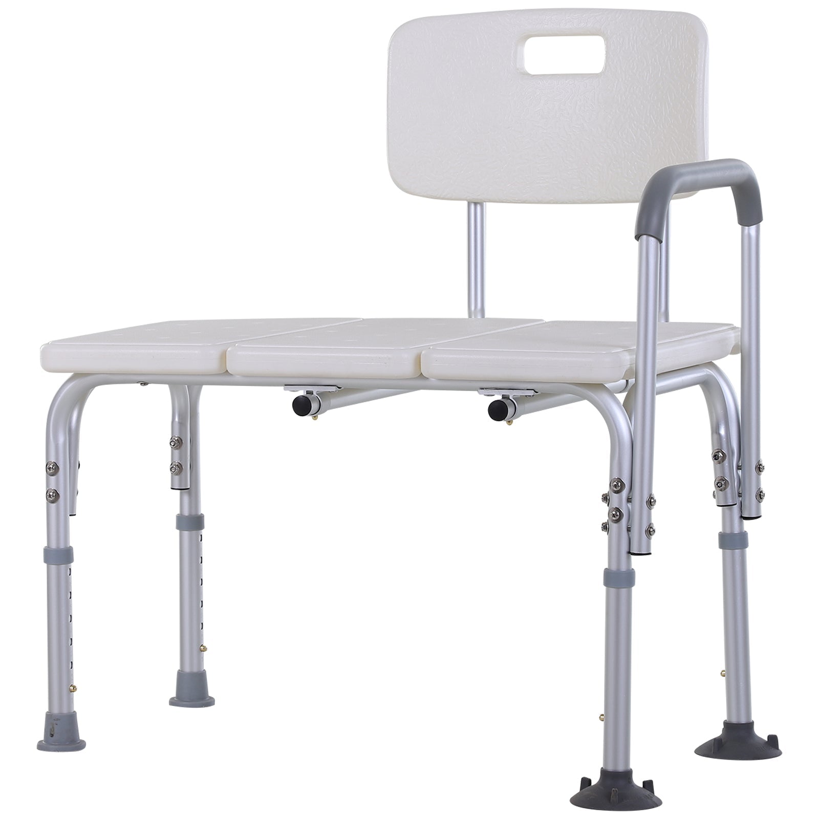 HOMCOM 6-Level Adjustable Bath and Shower Transfer Bench Aluminum Chair with Non-Slip Feet, Armrest & Backrest, White 