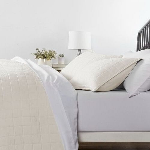 2 Piece Microfiber Farmhouse Coverlet Bedspread Set Ivory, Twin/Twin XL - Free Shipping