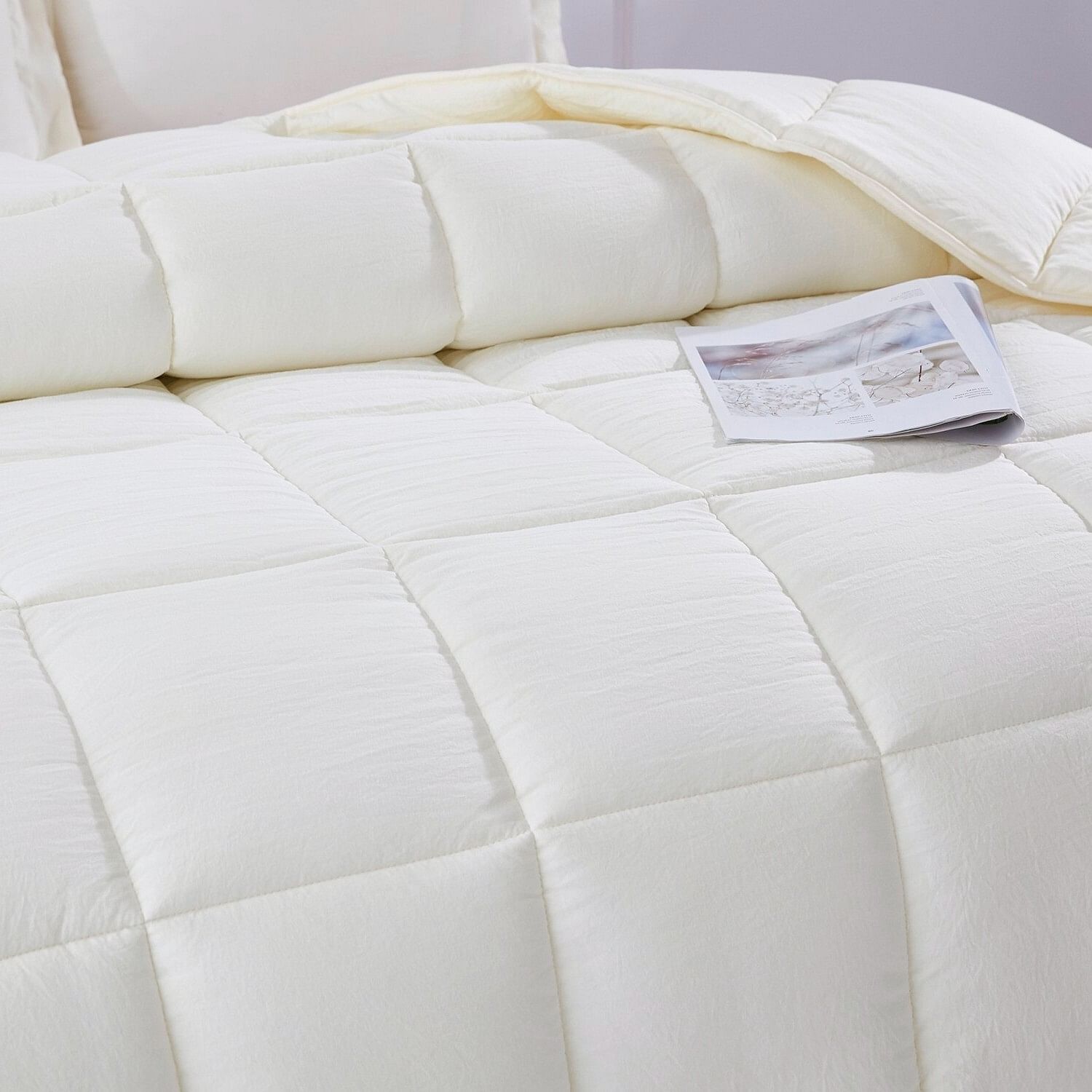 Queen Size Off White 3 Piece Microfiber Reversible Comforter Set - Free Shipping