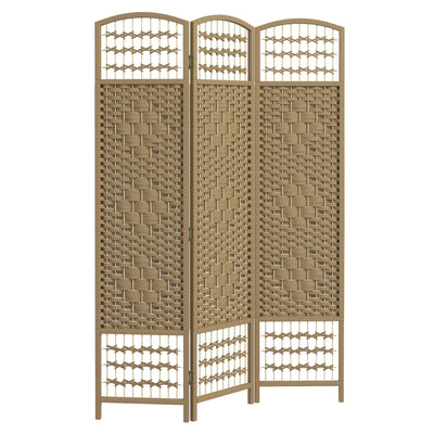 HOMCOM 3-Panel Folding Room Separator: Portable Privacy Screen, Wave Fiber Room Partition for Home Office, Natural 