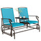 Patio Glider Rocking Chair 2 Person Outdoor Loveseat Rocker Garden Furniture Bench, Blue