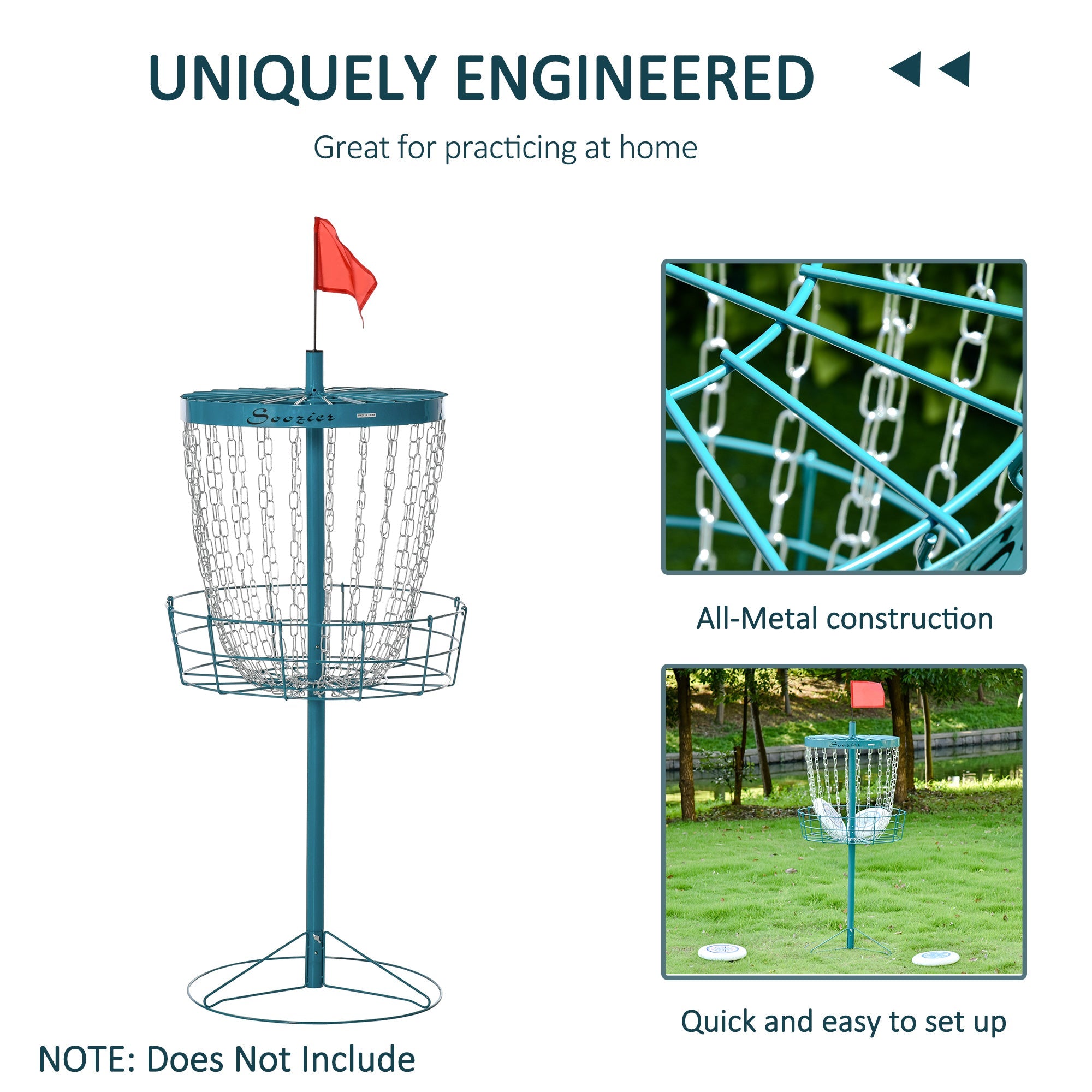Soozier 24-Chain Portable Practice Basket for Disc Golf Target Stand Easy Assembly & Lightweight Basket w/ Carry Bag Navy Blue 