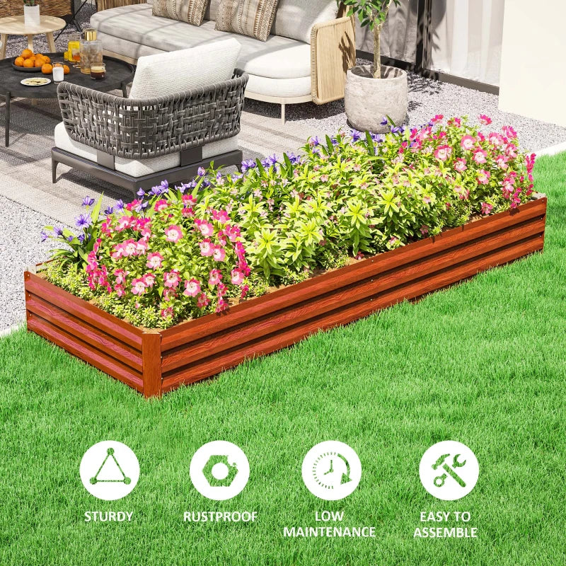 95" x 36" x 12" Galvanized Raised Garden Bed, Metal Elevated Planter Box for Growing Flowers, Herbs, Succulents, Brown