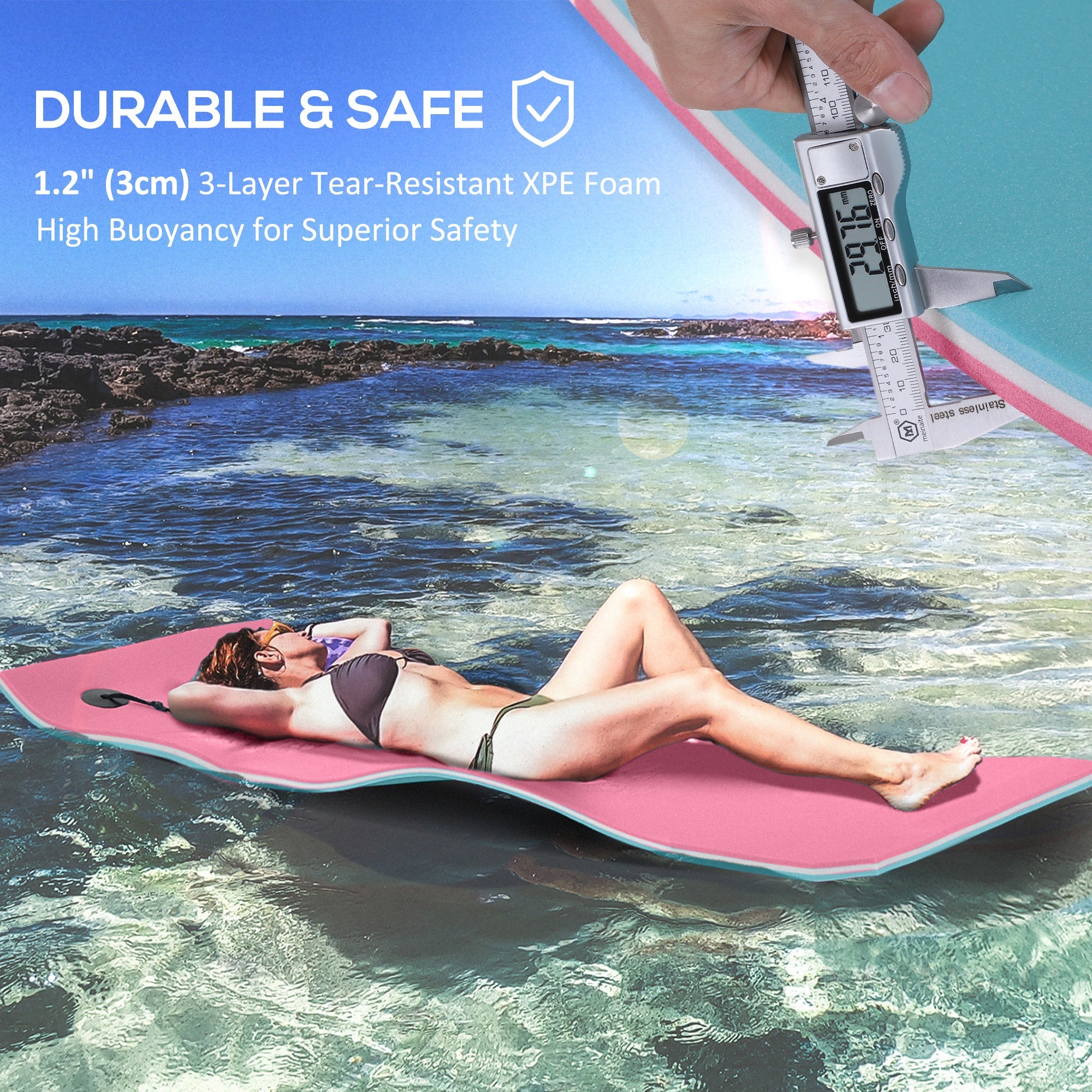 Soozier Floating Fun: 6.5x2ft Compact Lily Pad Water Mat for Pool, Beach, Lake Relaxation and Recreation 