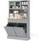 Kitchen Cabinet with Charging Station, 2 Tilt Out Cabinets, Microwave Stand, Freestanding Kitchen Pantry Cabinet, Grey