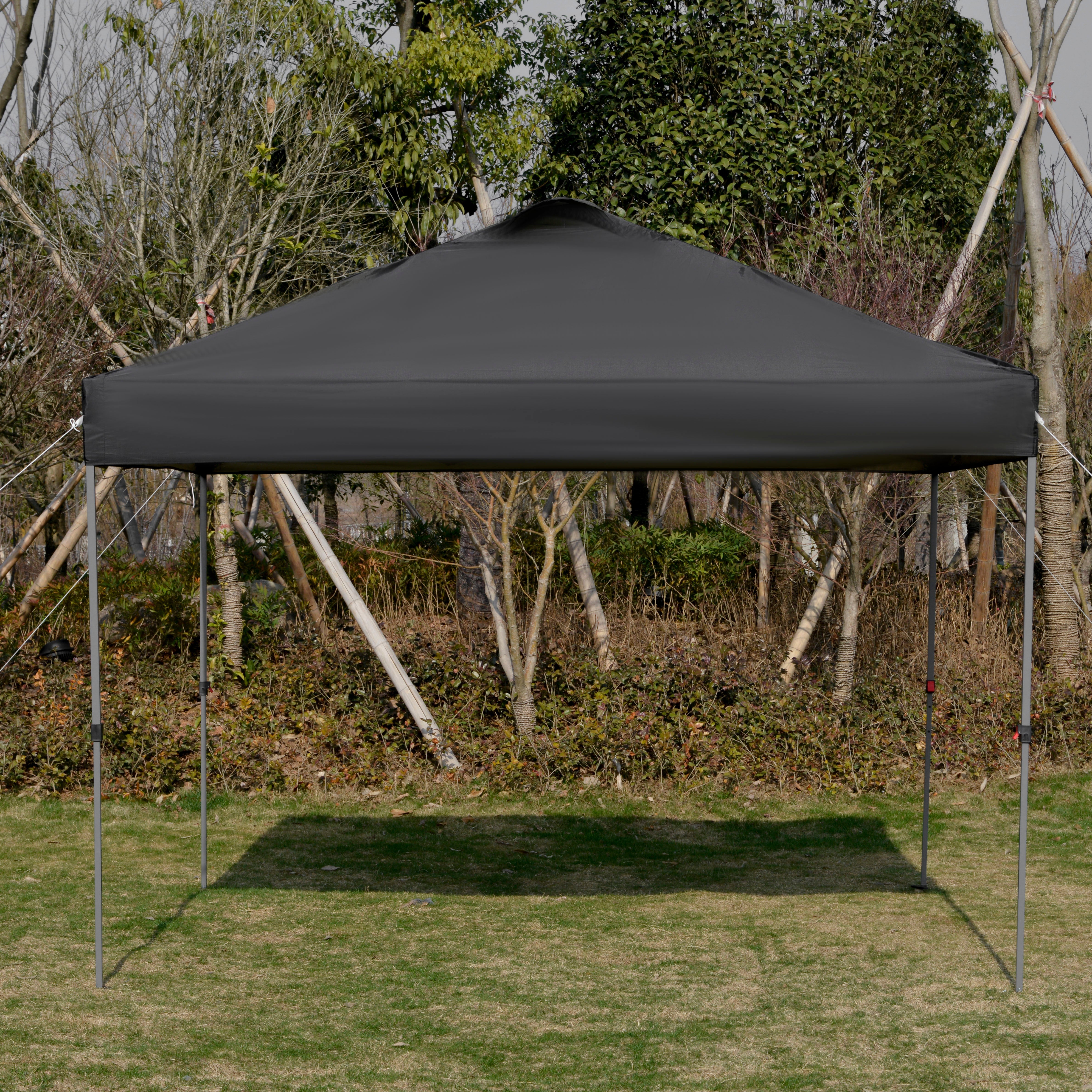 Outsunny 10' x 10' Pop Up Canopy Tent with Airy Top Vents and Wheeled Carry Bag for Outdoor, Garden, Patio, Black 
