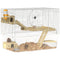 Hamster Cage with Deep Bottom, Wooden Ramp, Hut, Bathroom and Exercise Wheel for Hamster and Gerbil, White