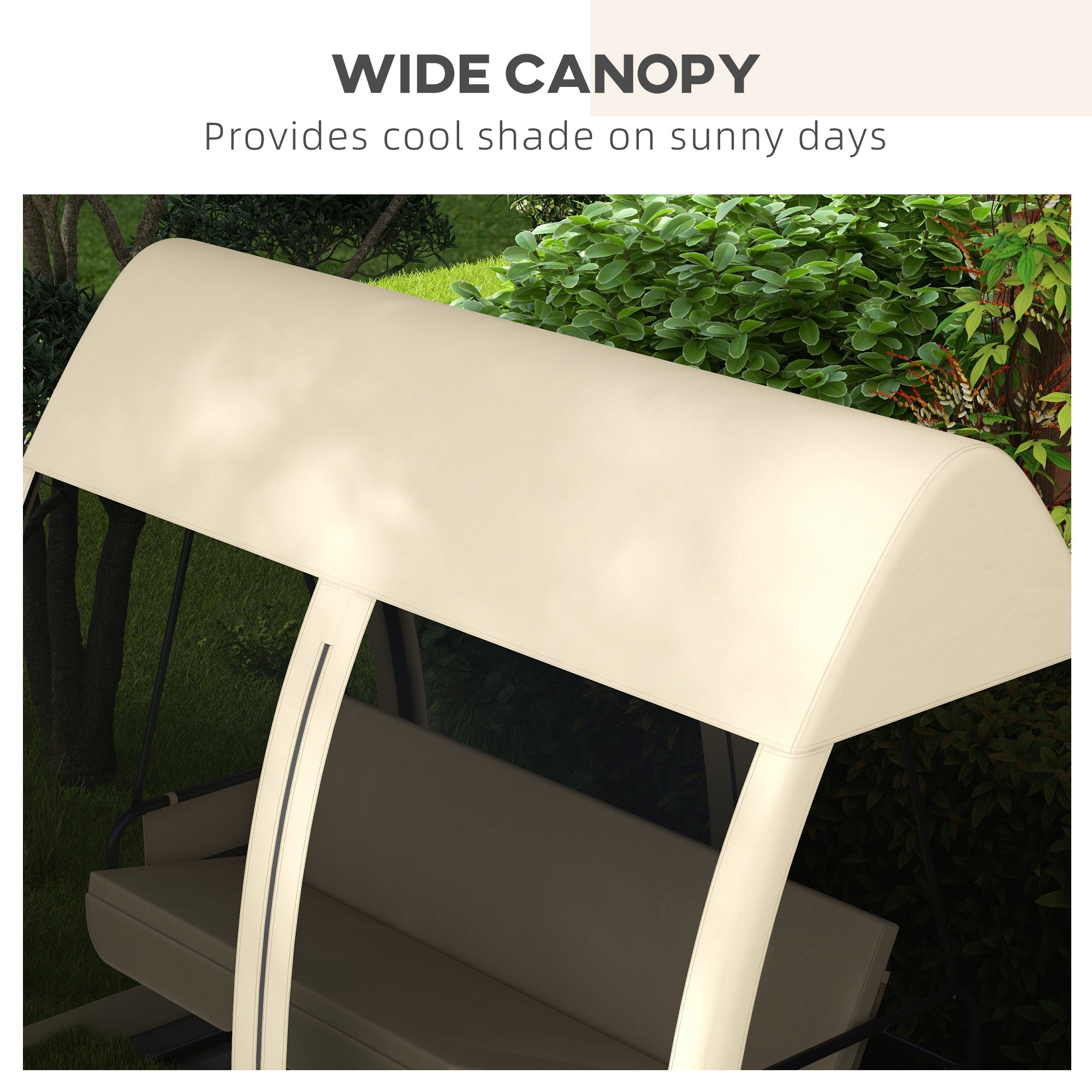 Outsunny 3-Seater Outdoor Swing Chair Chaise Lounger Bed Garden Hammock with Steel Stand, Canopy Netting Walls, Coffee 