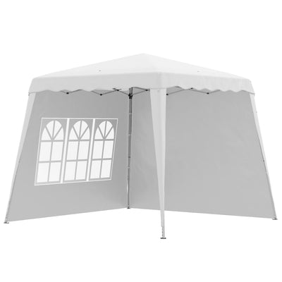 Outsunny Pop Up Canopy Tent with 2 Sidewalls, UV50+ Tents for Parties, Height Adjustable, with Carry Bag and Slant Legs 