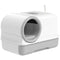 Cat Litter Box Easy Clean Drawer Odor Control Hooded Cat Litter Tray with Scoop White and Grey