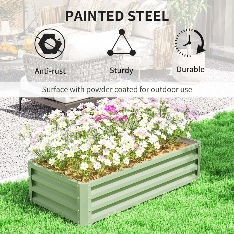 Galvanized Raised Garden Bed, Outdoor Planter Box for Vegetables, Flowers, Herbs, 4' x 2' x 1', Light Green