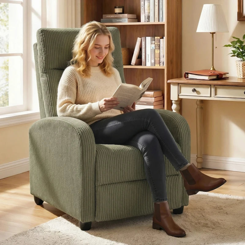 Fabric Recliner Chair Manual Home Theater Seating Single Reclining Sofa Chair with Padded Seat for Living Room