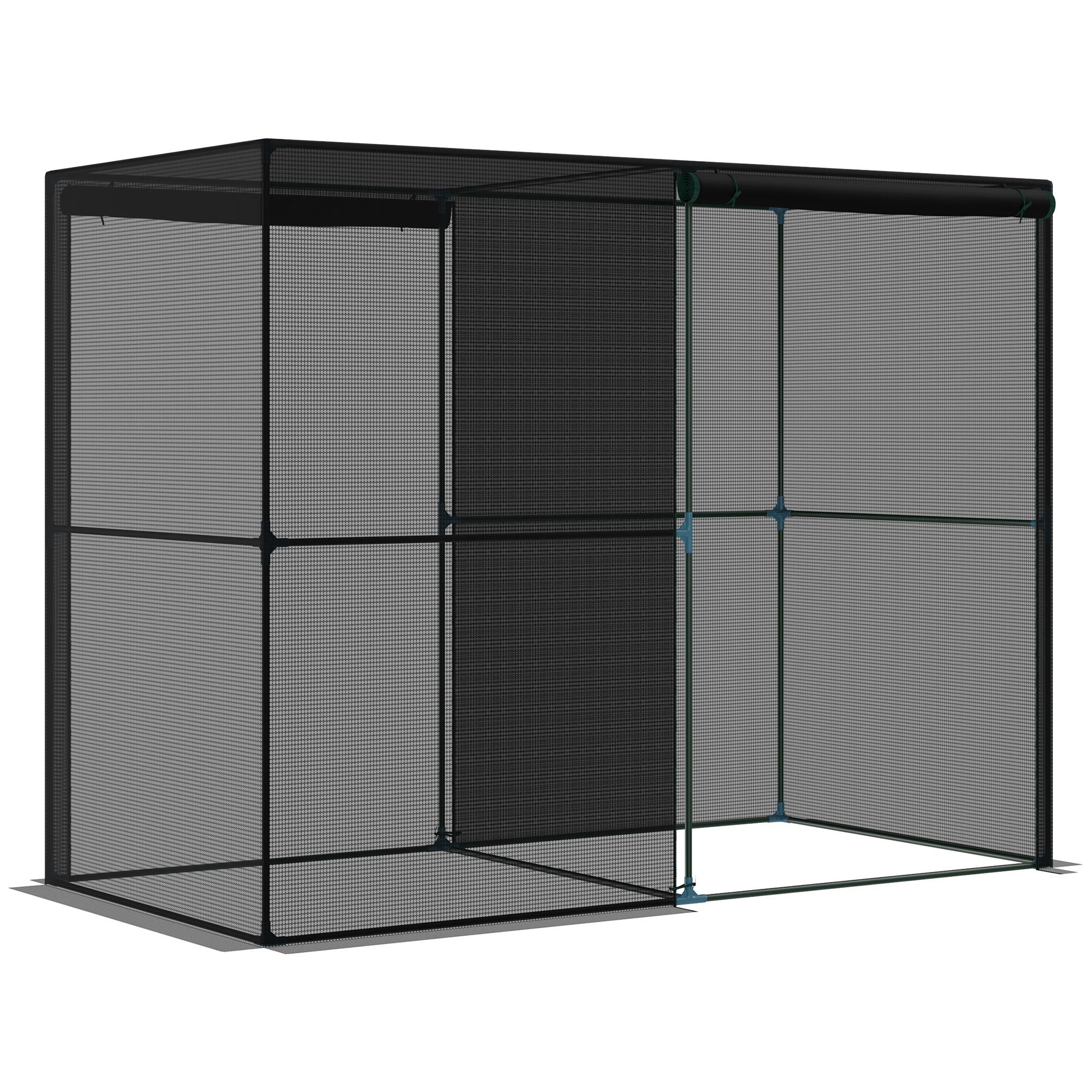 Outsunny 2.4 x 1.2 x 1.9m Plant Cage, Outdoor Walk-in Greenhouse with Insect-Proof Zippered Doors & Metal Frame for Gardening 