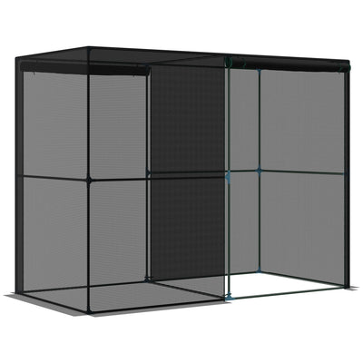 Outsunny 2.4 x 1.2 x 1.9m Plant Cage, Outdoor Walk-in Greenhouse with Insect-Proof Zippered Doors & Metal Frame for Gardening 