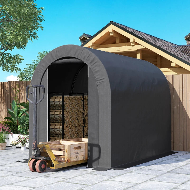 5' x 8' Outdoor Storage Shed, Heavy Duty Galvanized Steel Portable Shed for Bike, Motorcycle, Garden Tools, Black
