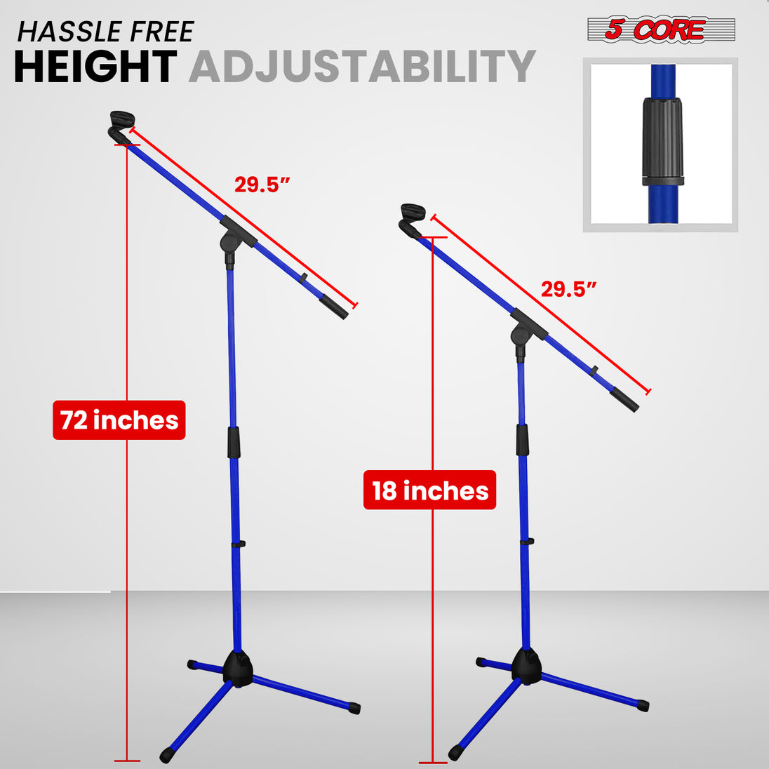 5Core Adjustable Tripod Mic Stand – Floor Microphone Stand with Boom Arm and Mic Holder