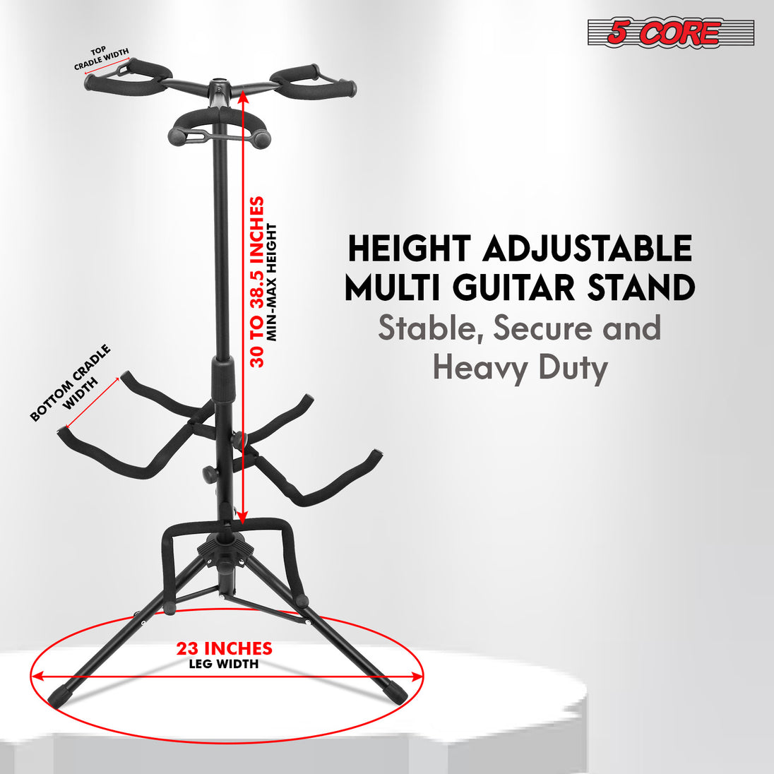 5Core Guitar Stand Floor Tripod Portable Adjustable Multi Guitars Holder 3N1