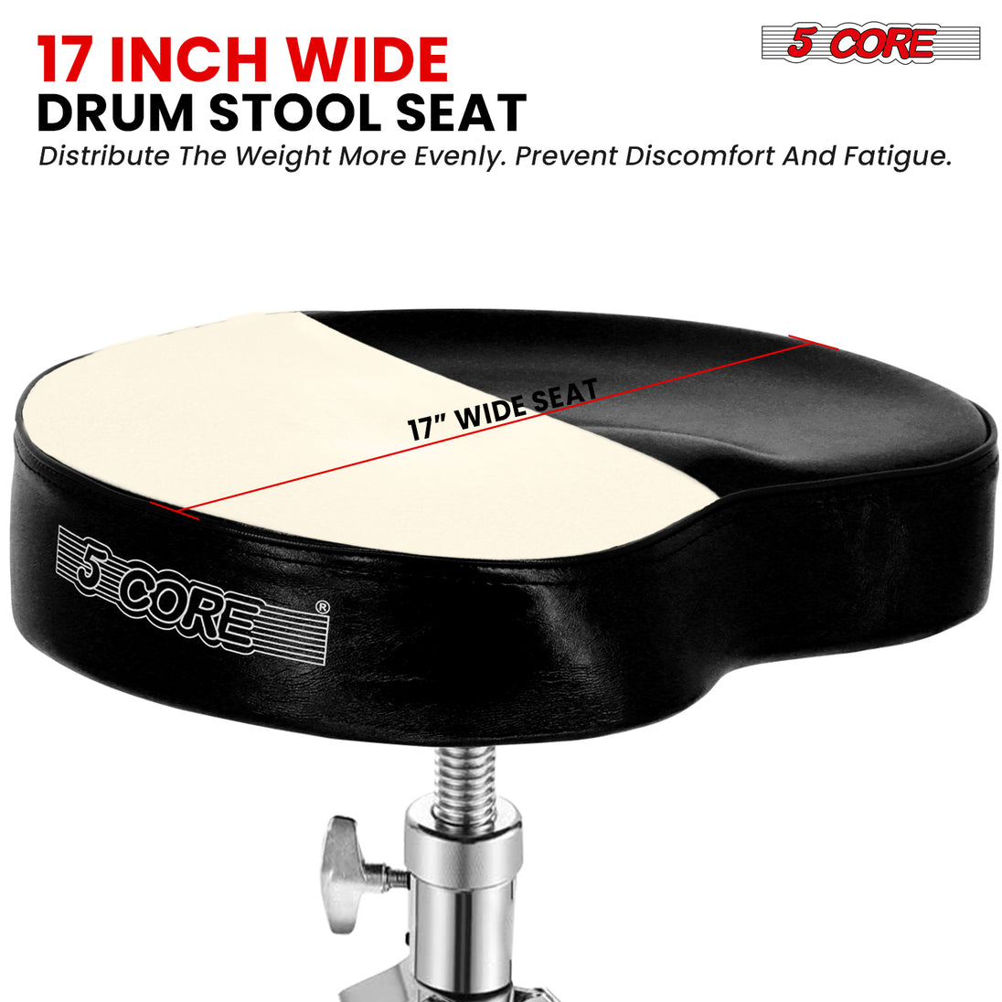 5Core Drum Throne Padded Guitar Stool Saddle Drummer Seat for Adults & Kids BLACK