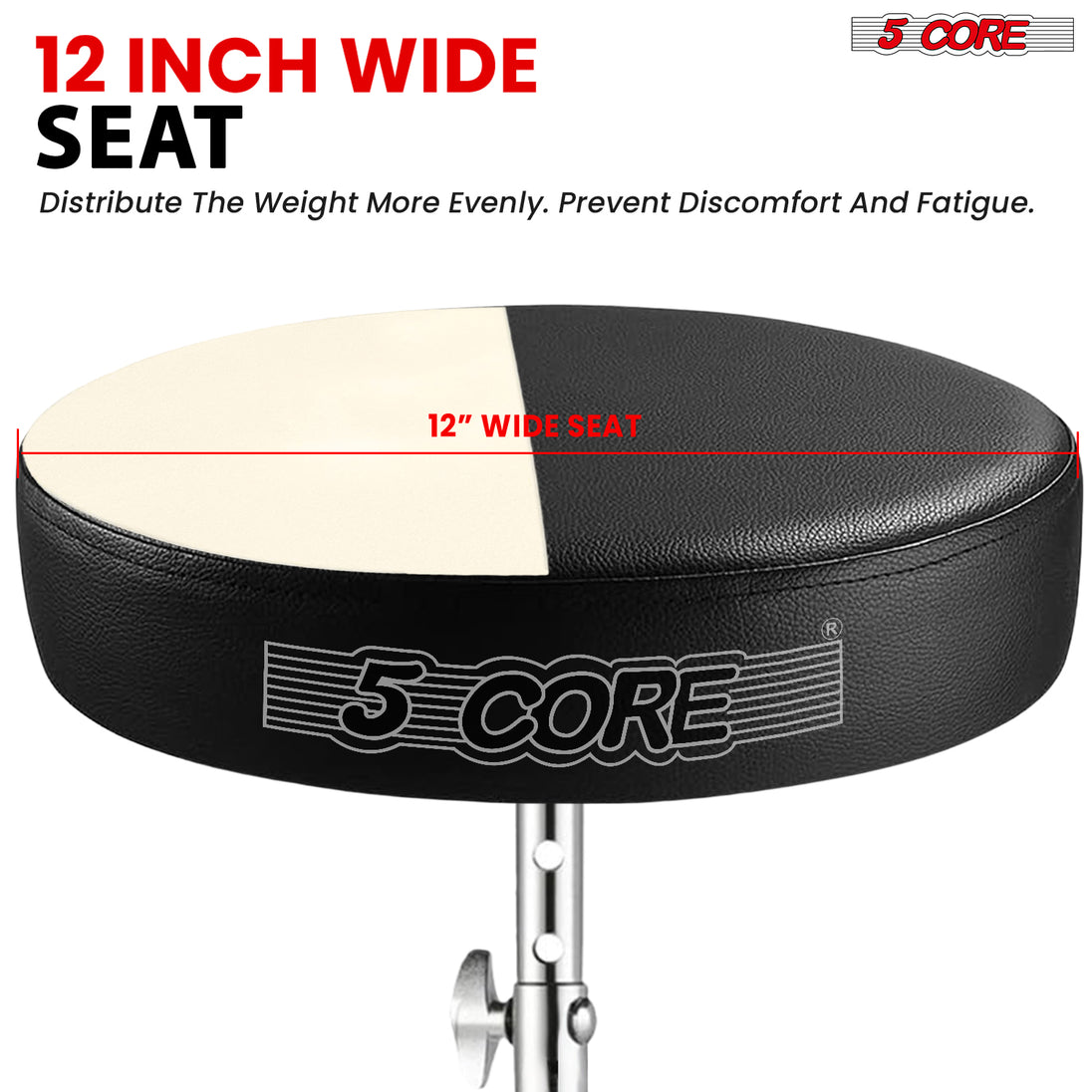 5Core Drum Throne Padded Adjustable Guitar Stool Drummer Seat for Adults & Kids BLACK