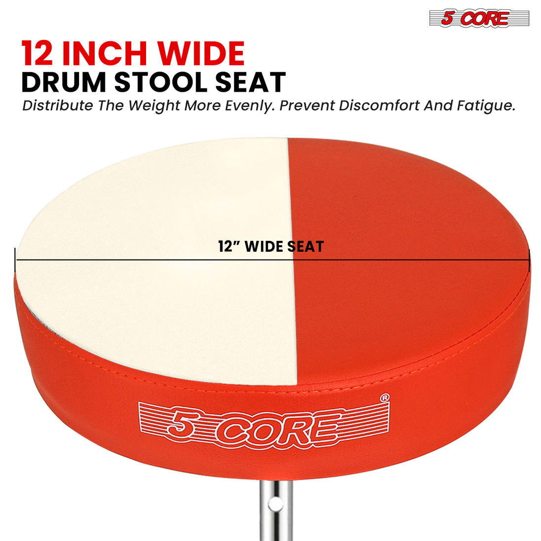 5Core Drum Throne Padded Adjustable Guitar Stool Drummer Seat for Adults & Kids ORANGE