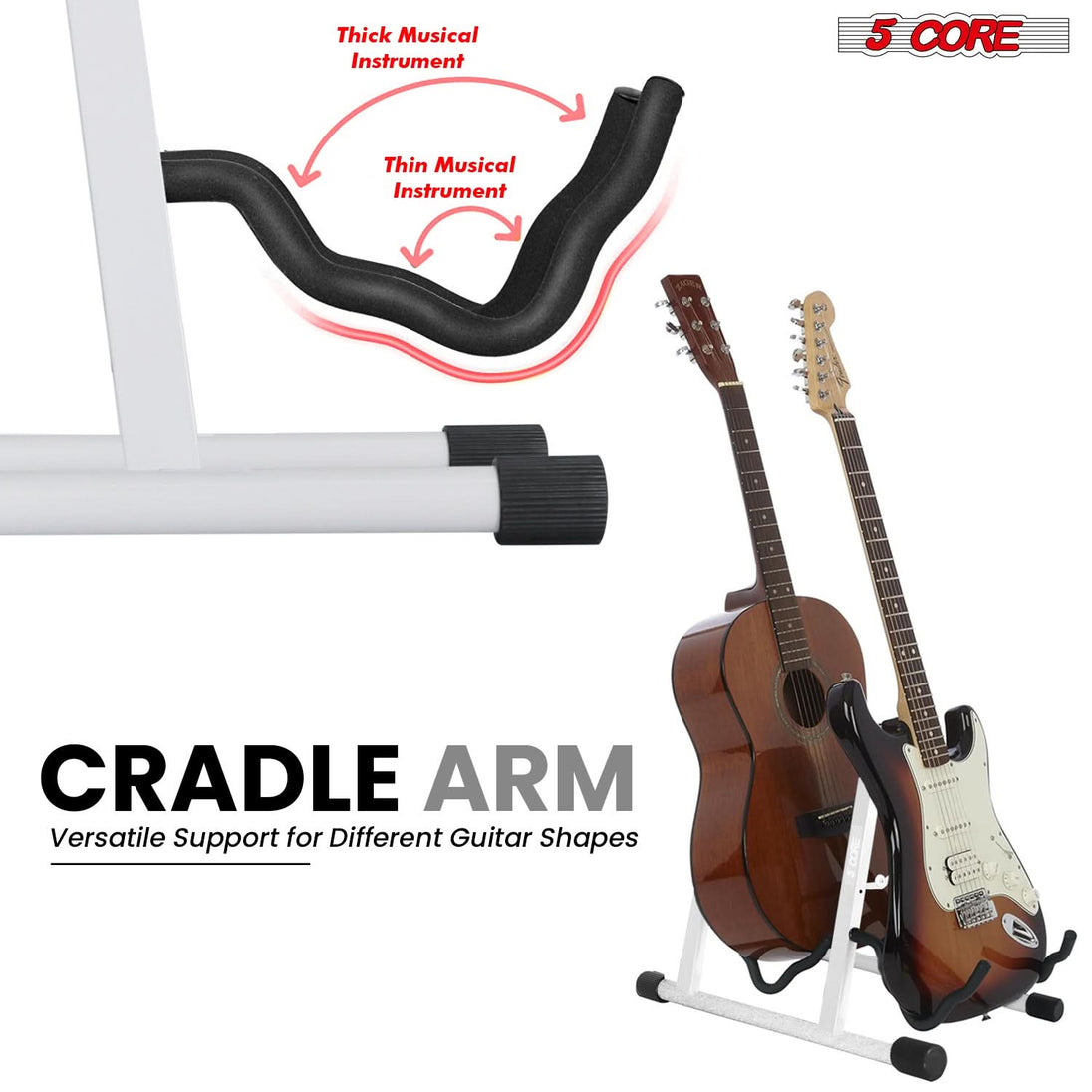 5Core Double Guitar Stand – Adjustable A-Frame Folding Holder for Acoustic and Electric Guitars