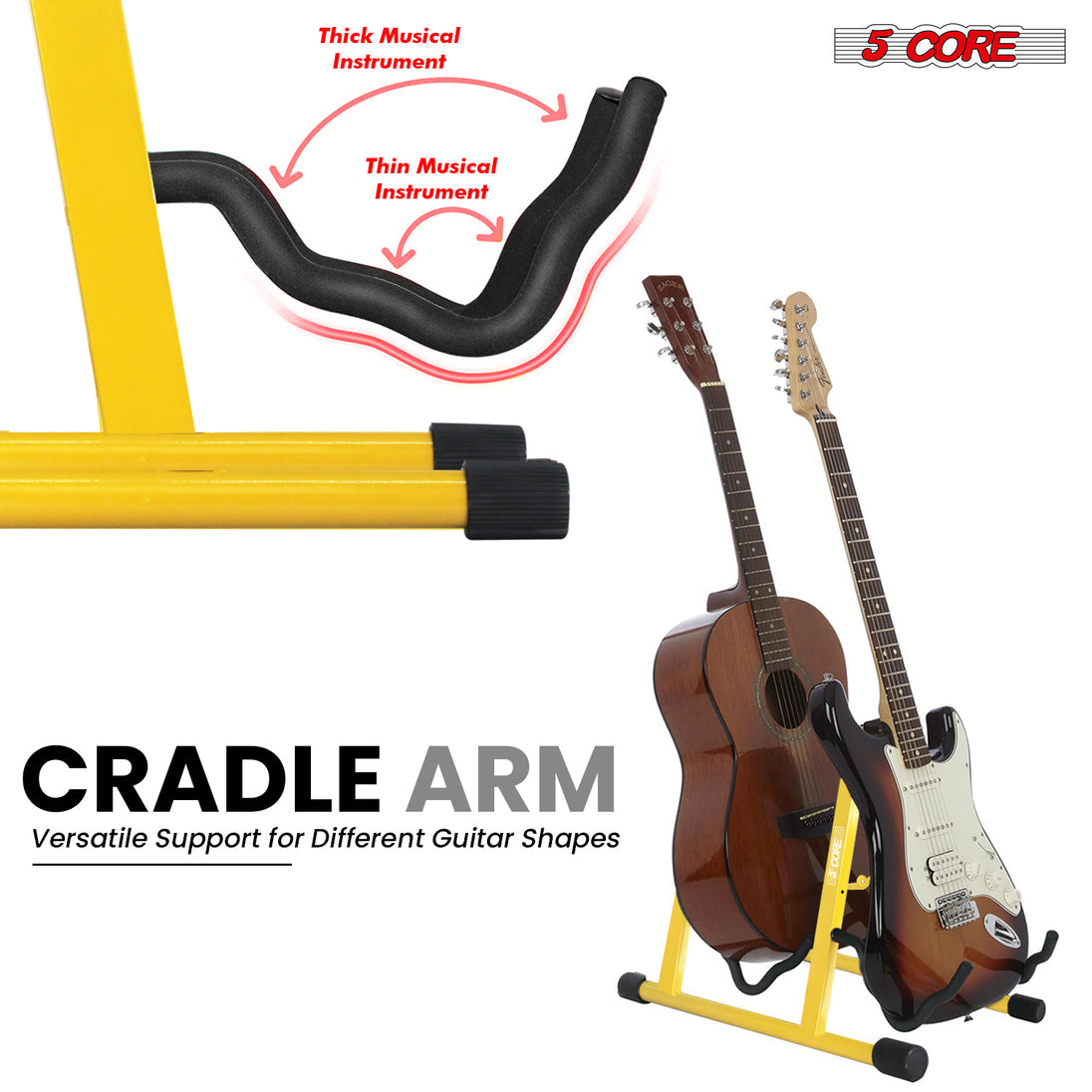 5Core Double Guitar Stand – Adjustable A-Frame Folding Stand for Acoustic & Electric Guitars