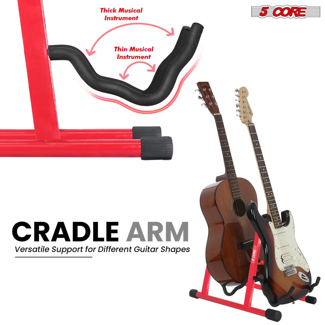 5Core Double Guitar Stand – Adjustable A-Frame Folding Holder for Acoustic & Electric Guitars