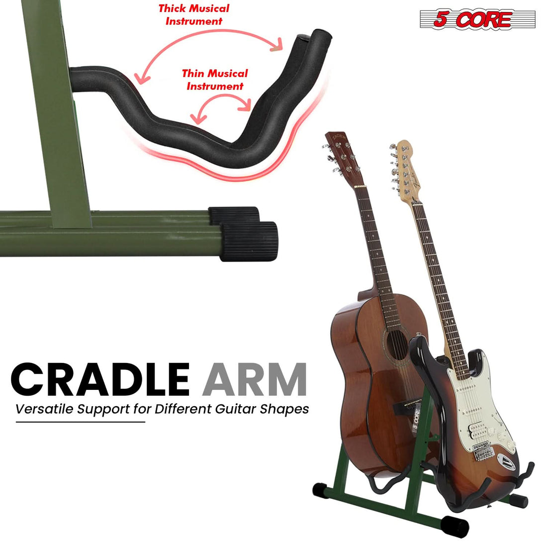 5Core Double Guitar Stand – Adjustable A-Frame for Acoustic & Electric Guitars