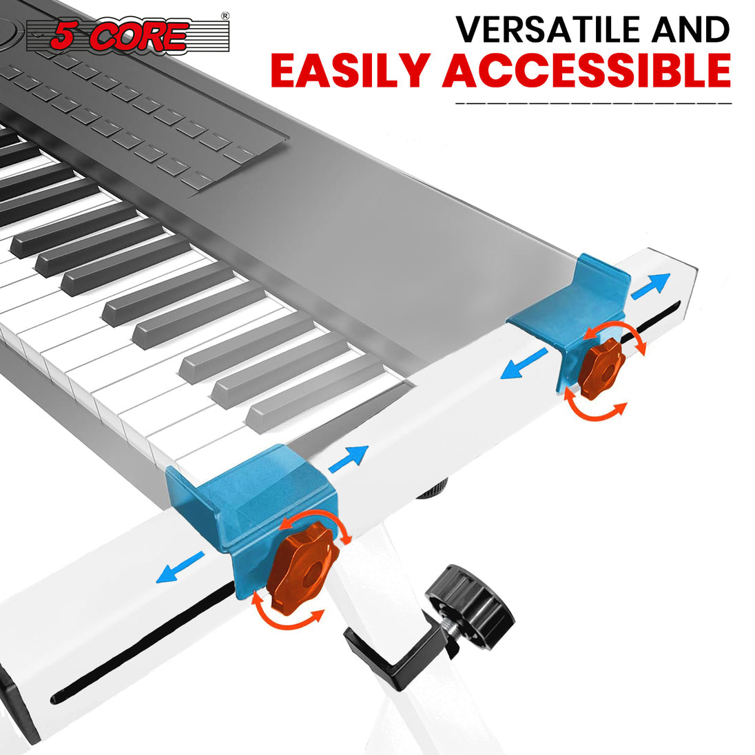 5Core Keyboard Stand Z Style Heavy Duty Sturdy Piano Riser Height Adjustable Holder WHITE