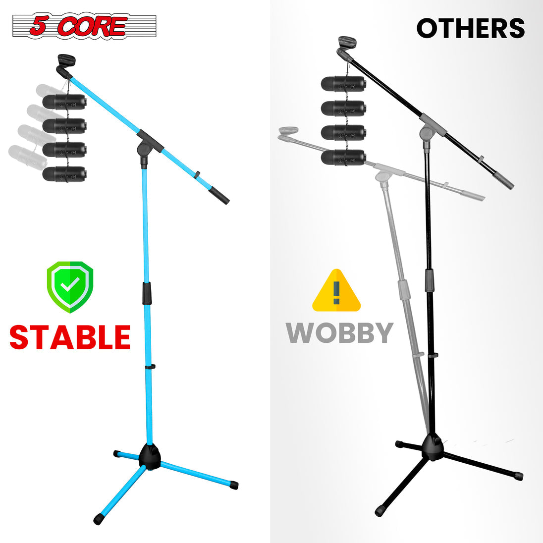 5Core Adjustable Tripod Mic Stand – Floor Microphone Stand with Boom Arm