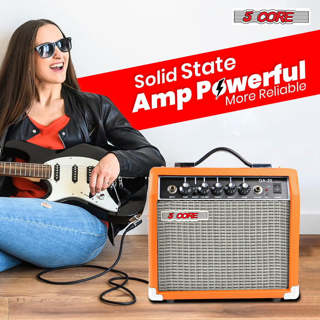 5 Core Guitar Amp For Electric Bass Acoustic Portable Amplifier Practice Amplificador 20W ORANGE