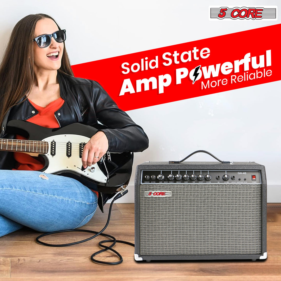 5 Core Guitar Amp For Electric Bass Acoustic Portable Amplifier Practice Amplificador 40W BLACK