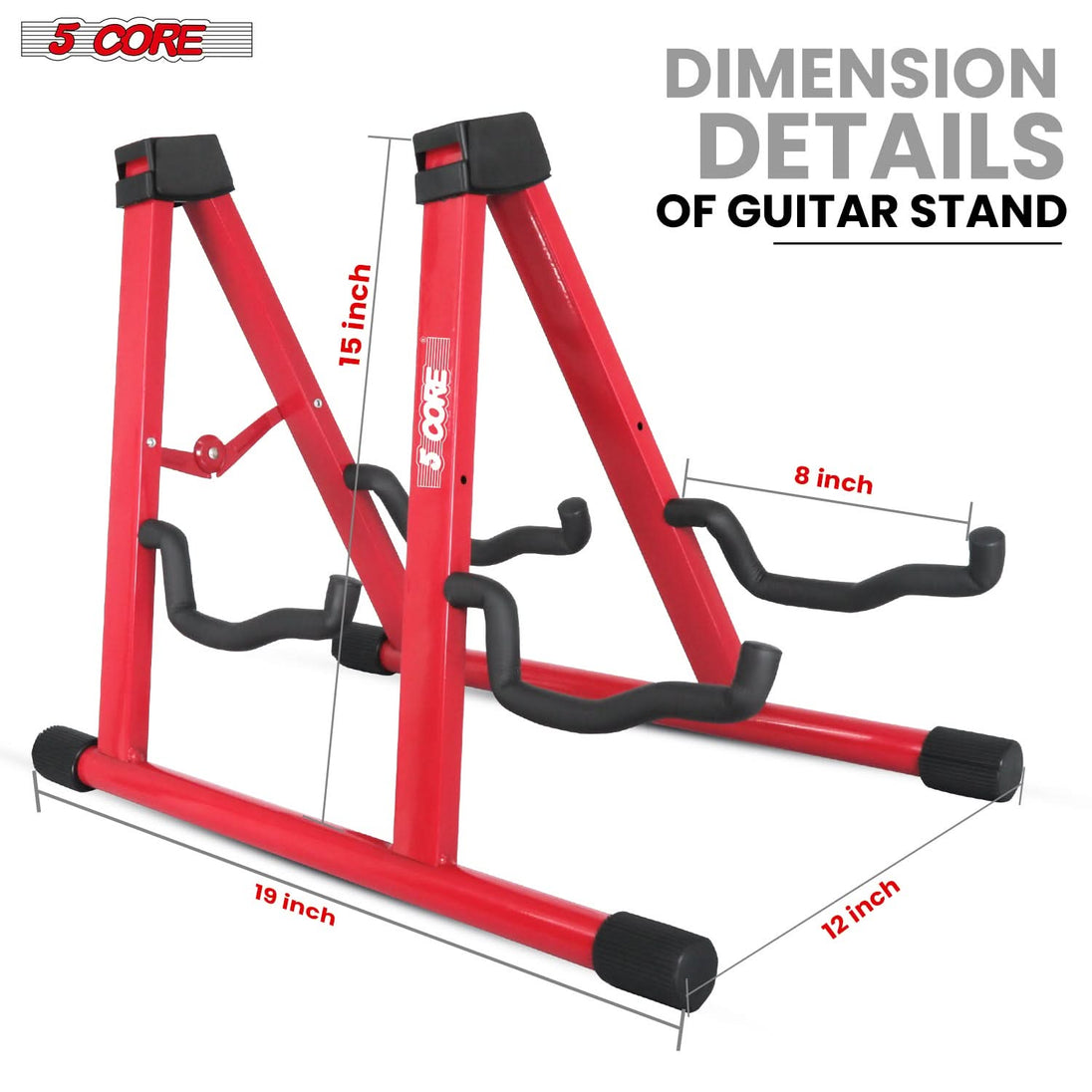 5Core Double Guitar Stand – Adjustable A-Frame Folding Holder for Acoustic & Electric Guitars