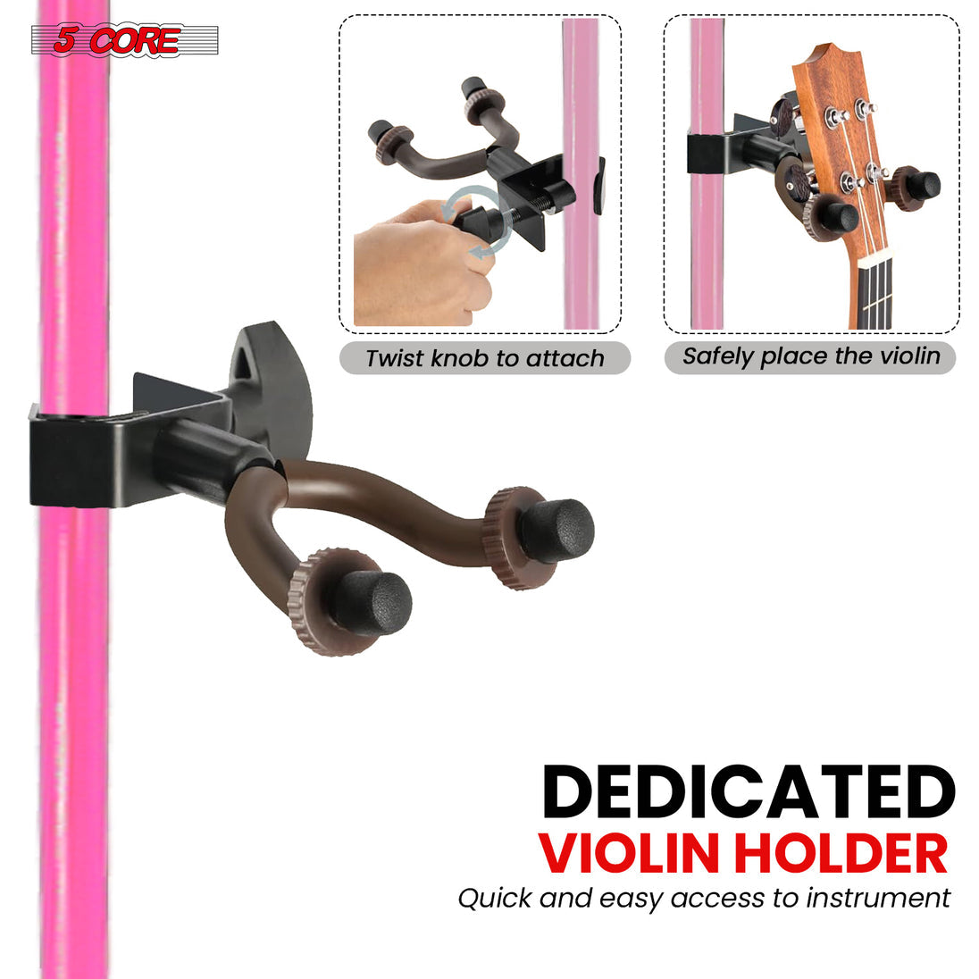 5Core Music Stand For Sheet Music Portable Tripod Adjustable Folding Note Holder PINK