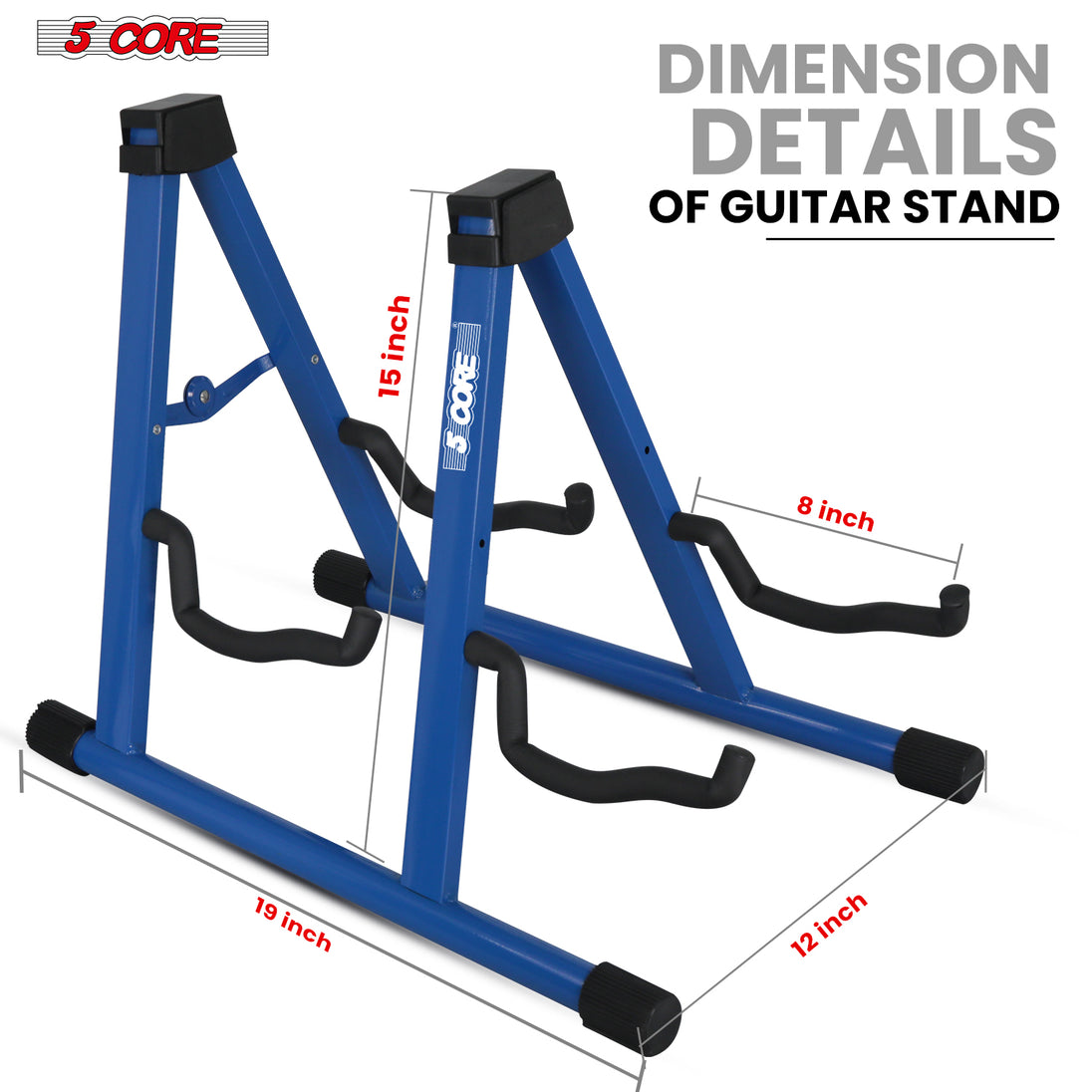 5Core Double Guitar Stand – Adjustable A-Frame Folding Floor Holder for Acoustic and Electric Guitars