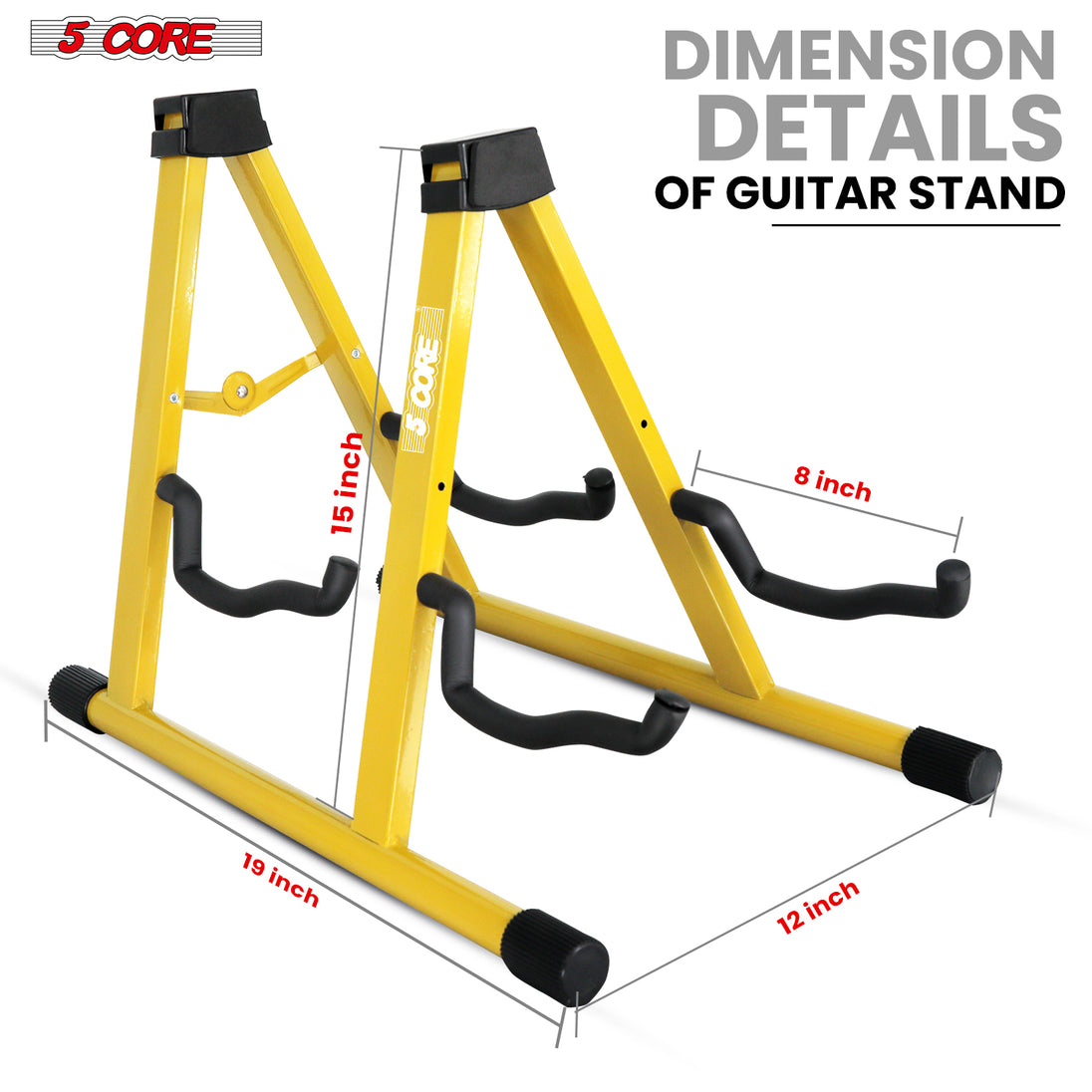 5Core Double Guitar Stand – Adjustable A-Frame Folding Stand for Acoustic & Electric Guitars