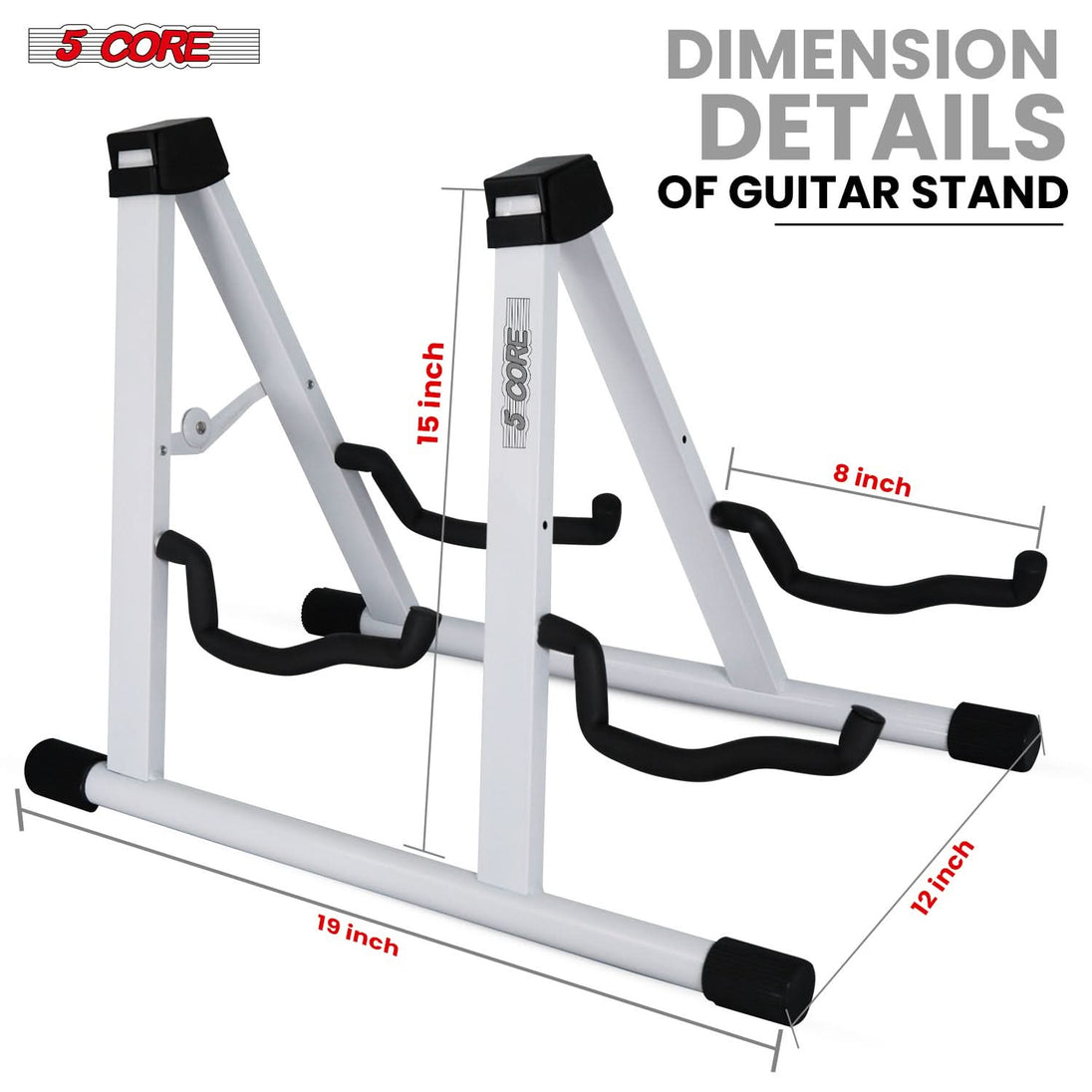 5Core Double Guitar Stand – Adjustable A-Frame Folding Holder for Acoustic and Electric Guitars