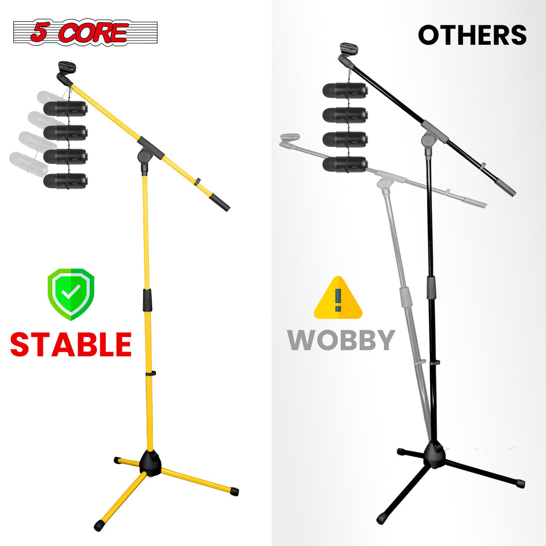 5Core Adjustable Tripod Mic Stand – Floor Microphone Stand with Boom Arm