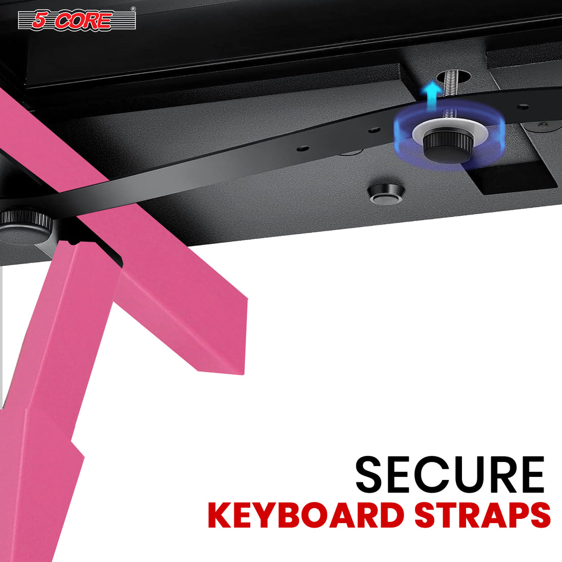 5Core Keyboard Stand Z Style Sturdy Adjustable Electric Piano Riser Holder With Wheels PINK