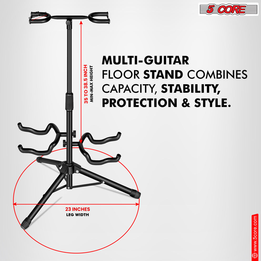 5Core Guitar Stand Floor Tripod Portable Adjustable Multi Guitars Holder 2N1