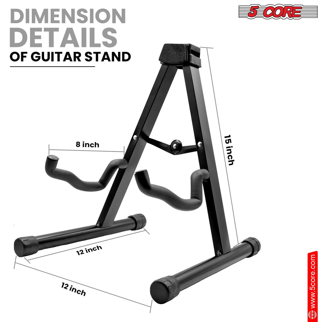 5Core Guitar Stand Floor A Frame Electric Acoustic Bass Soporte Para Guitarra BLACK