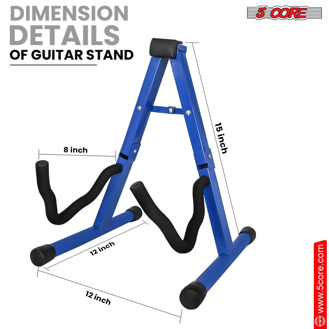 5Core Guitar Stand Floor A Frame Electric Acoustic Bass Soporte Para Guitarra BLUE GSS BLU 2PCS