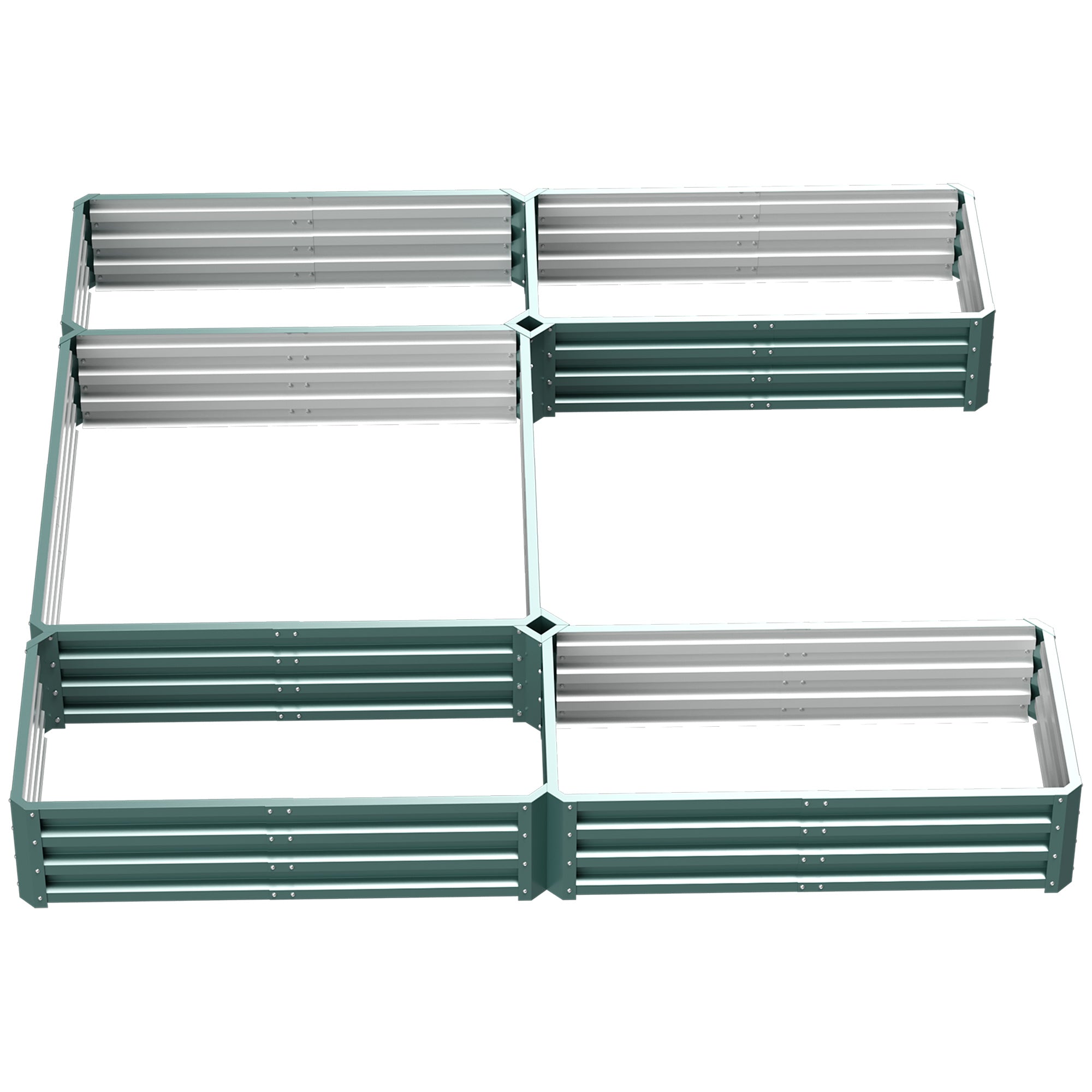 Outsunny Steel Raised Garden Bed, Set of 5 Large Box Planters for Outdoor Plants Vegetables Flowers Herbs, 8x8x1ft, Green 