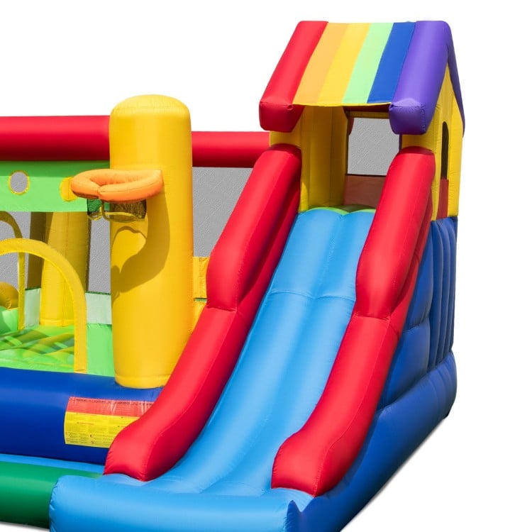 Inflatable Bounce Castle with Double Slides and 735W Blower