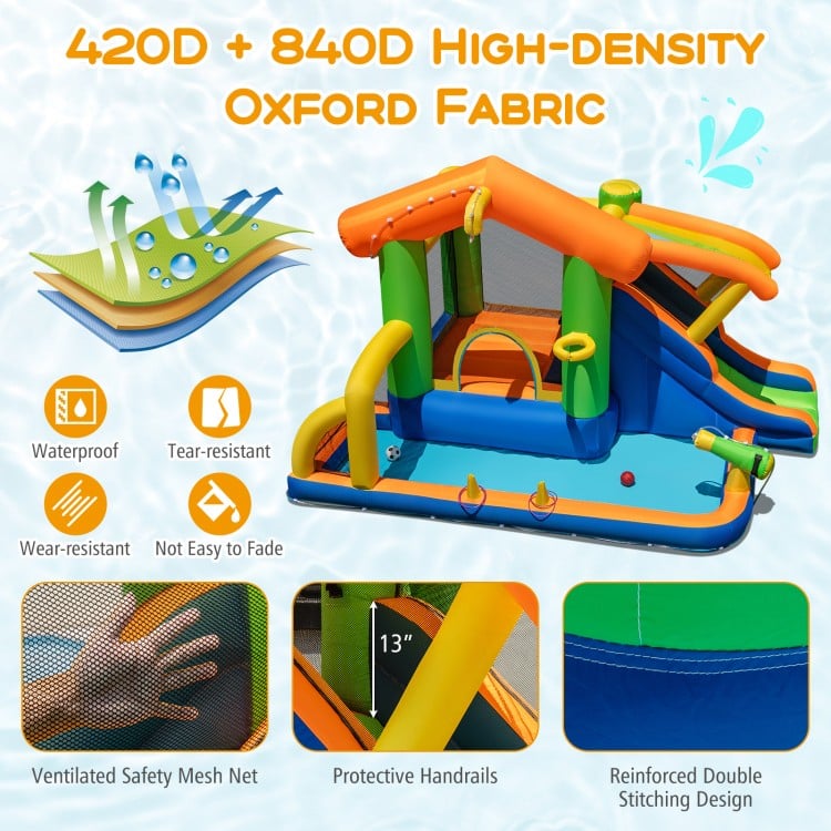 Inflatable Bounce House Water Park with Slide and 480W Blower