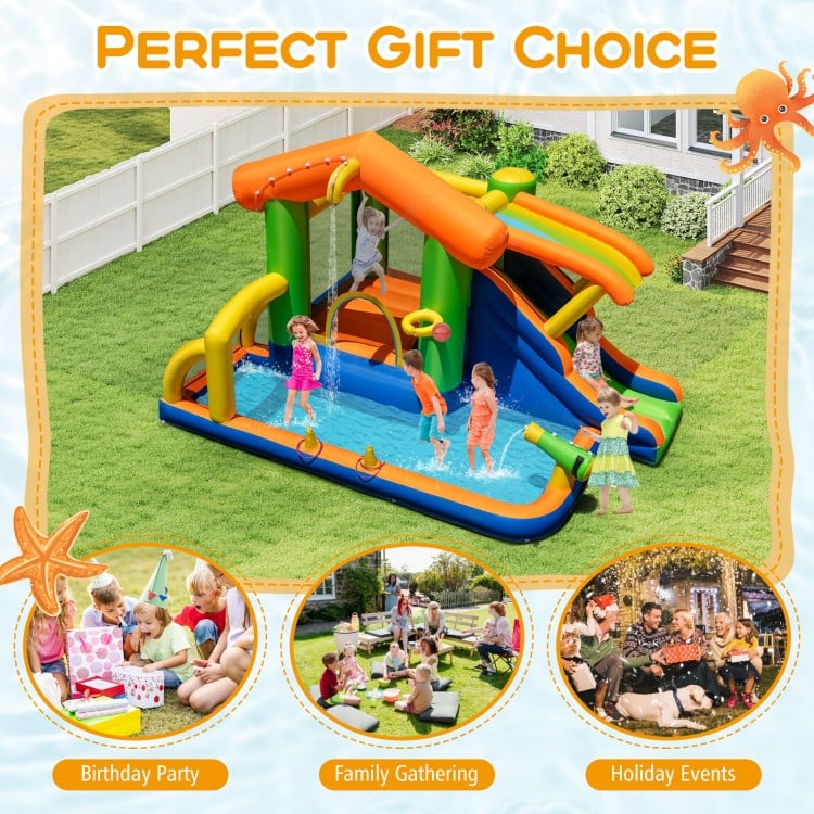 Inflatable Bounce House Water Park with Slide and 480W Blower