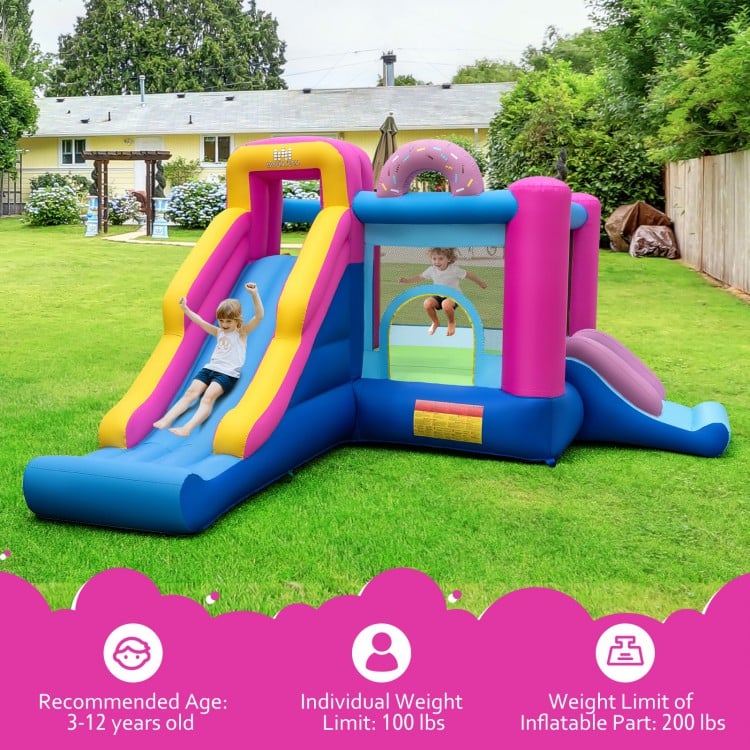 Inflatable Bounce House with Slides and Basketball Hoop (without Blower)