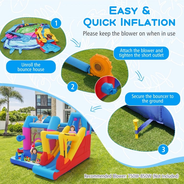 Inflatable Bounce House 8-in-1 Excavator Themed Kids Bouncer