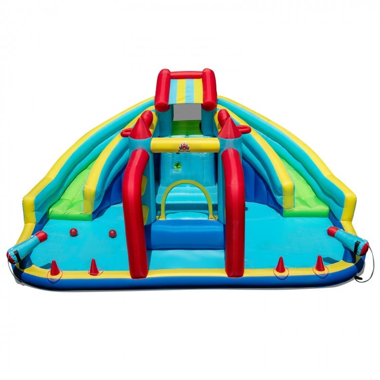 Inflatable Double Water Slide Park with Obstacle Course without 680W-750W Blower