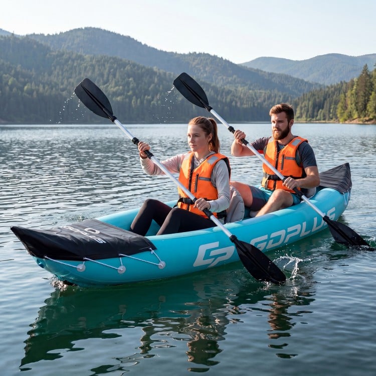 Inflatable Kayak 2 Person Heavy Duty Tandem Touring Kayak with Aluminum Paddles